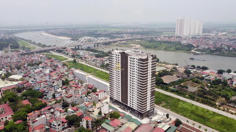 Hình ảnh dự án AQH Riverside nằm trên mặt tiền đường Nam Đuống, thuộc tổ 18, phường Thượng Thanh (nay thường gắn với địa bàn phường Việt Hưng), quận Long Biên, Hà Nội
