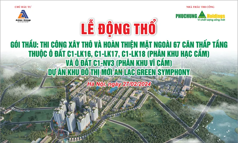 Hình ảnh dự án chung cư An Lạc nổi bật và quy mô nhất hiện nay thuộc tổ hợp An Lạc Green Symphony nằm tại xã Vân Canh, huyện Hoài Đức, Hà Nộ