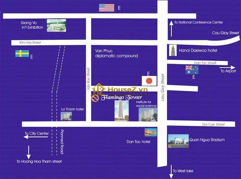 Hình ảnh dự án Chung cư Flamingo Tower Địa chỉ của dự án Flamingo Tower nằm tại số 264 Đội Cấn, quận Ba Đình, Hà Nội