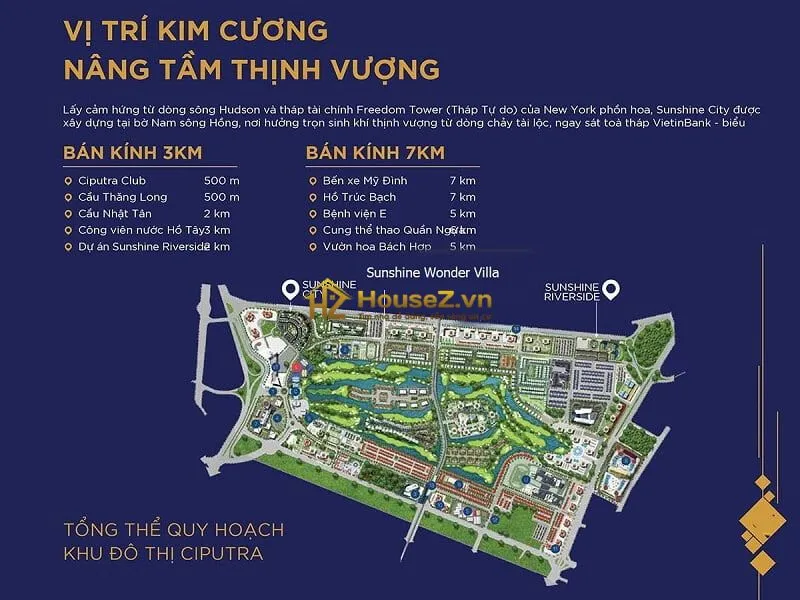 Hình ảnh dự án Dự án Sunshine Wonder Villas nằm bên trong Khu đô thị Nam Thăng Long (Khu đô thị Ciputra), quận Bắc Từ Liêm (giáp ranh quận Tây Hồ), thành phố Hà Nội