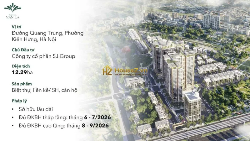 Hình ảnh dự án Dự án The Vista Văn La (Khu nhà ở Văn La) nằm trên mặt đường Quang Trung (Quốc lộ 6), thuộc phường Kiến Hưng (phường Phú La cũ), quận Hà Đông, Hà Nộ