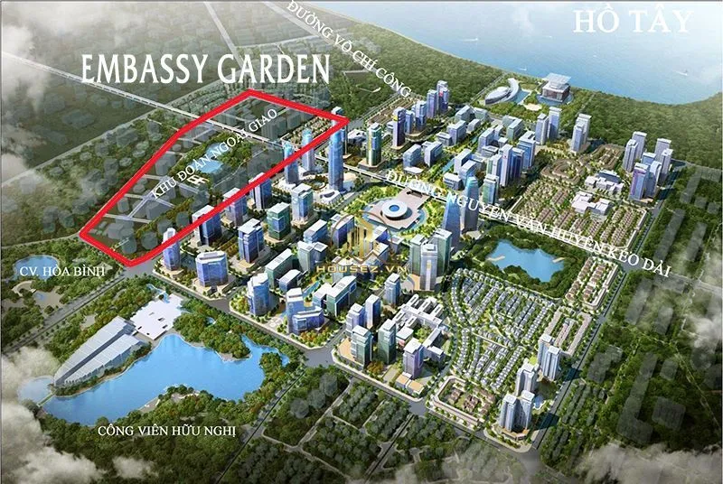 Hình ảnh dự án Embassy Garden  tọa lạc tại Lô đất A1TT1 – Khu trung tâm Khu đô thị Tây Hồ Tây, phường Xuân Tảo, quận Bắc Từ Liêm, Hà Nội