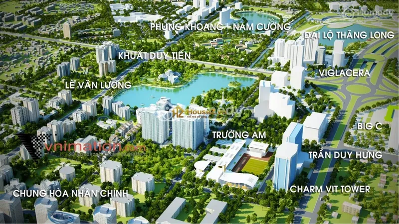 Hình ảnh dự án Khu đô thị mới Đông Nam Trần Duy Hưng nằm trên địa bàn phường Trung Hòa (quận Cầu Giấy) và phường Nhân Chính (quận Thanh Xuân)