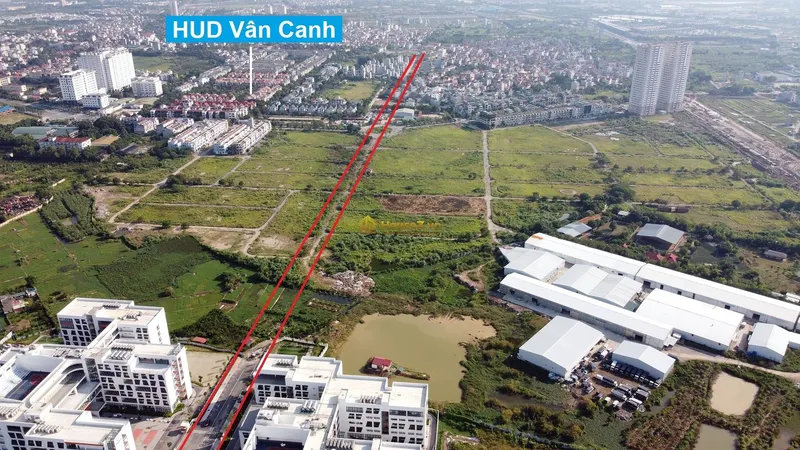 Hình ảnh dự án Khu đô thị mới Vân Canh nằm trên địa bàn huyện Hoài Đức, thành phố Hà Nội (thuộc địa phận xã Vân Canh và khu vực sáp nhập hành chính mới sang xã Sơn Đồng, huyện Hoài Đức)