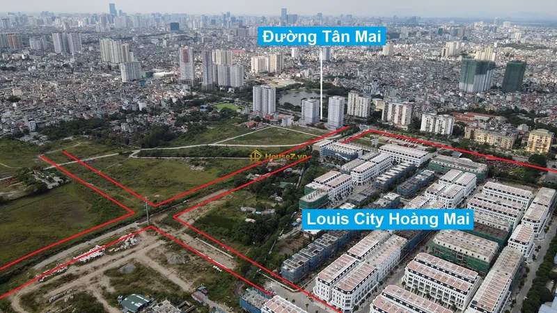 Hình ảnh dự án Louis City Hoàng Mai  có địa chỉ chính thức tại số 54 đường Tân Mai, thuộc địa phận các phường Hoàng Văn Thụ và Yên Sở, quận Hoàng Mai, Hà Nội