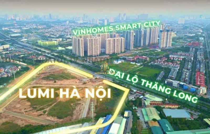 Hình ảnh dự án Lumi Prestige nằm trên mặt tiền Đại lộ Thăng Long, thuộc phường Tây Mỗ, quận Nam Từ Liêm, Hà Nộ