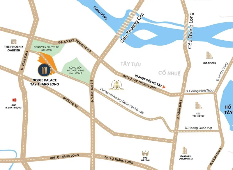 Hình ảnh dự án Lumi Prestige nằm trên mặt tiền Đại lộ Thăng Long, thuộc phường Tây Mỗ, quận Nam Từ Liêm, Hà Nộ