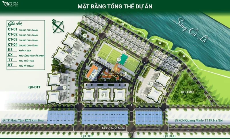 Hình ảnh dự án NOXH Mê Linh Garden City (Khu đô thị Kim Hoa): Tọa lạc tại xã Kim Hoa, huyện Mê Linh, dọc theo tuyến đường trọng điểm phía Bắc