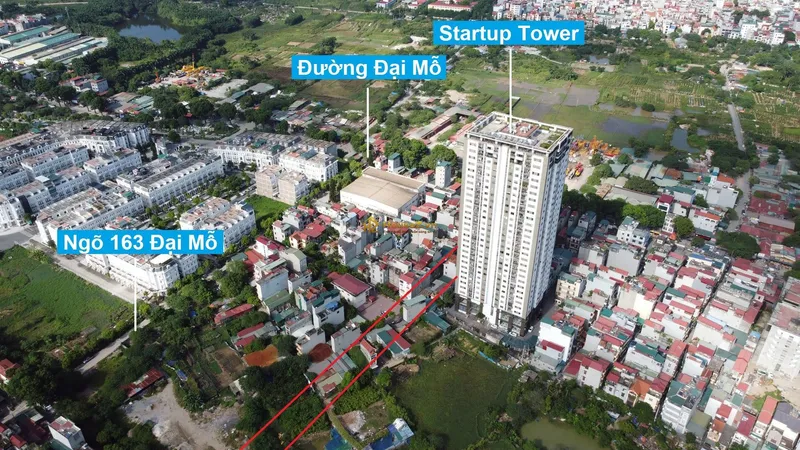 Hình ảnh dự án Startup Tower có địa chỉ chính thức tại số 91 đường Ngọc Đại (ngõ 91 đường Đại Mỗ), phường Đại Mỗ, quận Nam Từ Liêm, Hà Nội