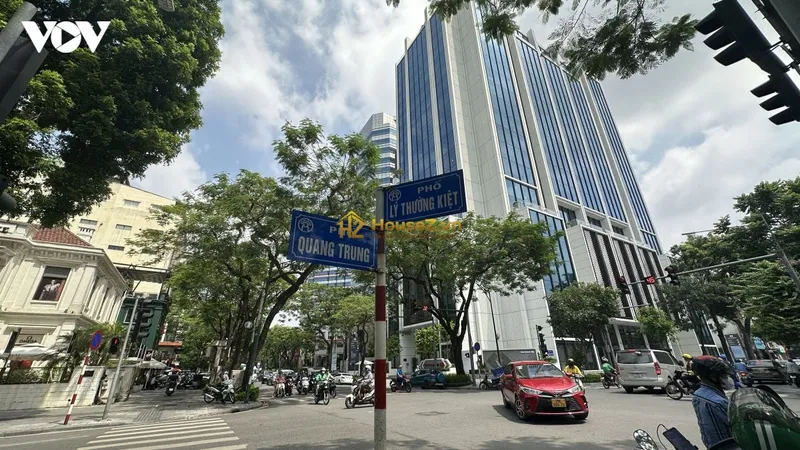 Hình ảnh dự án STD Tower nằm tại số 24 đường Quang Trung (ngay góc giao với phố Hạ Hồi), quận Hoàn Kiếm, thành phố Hà Nội