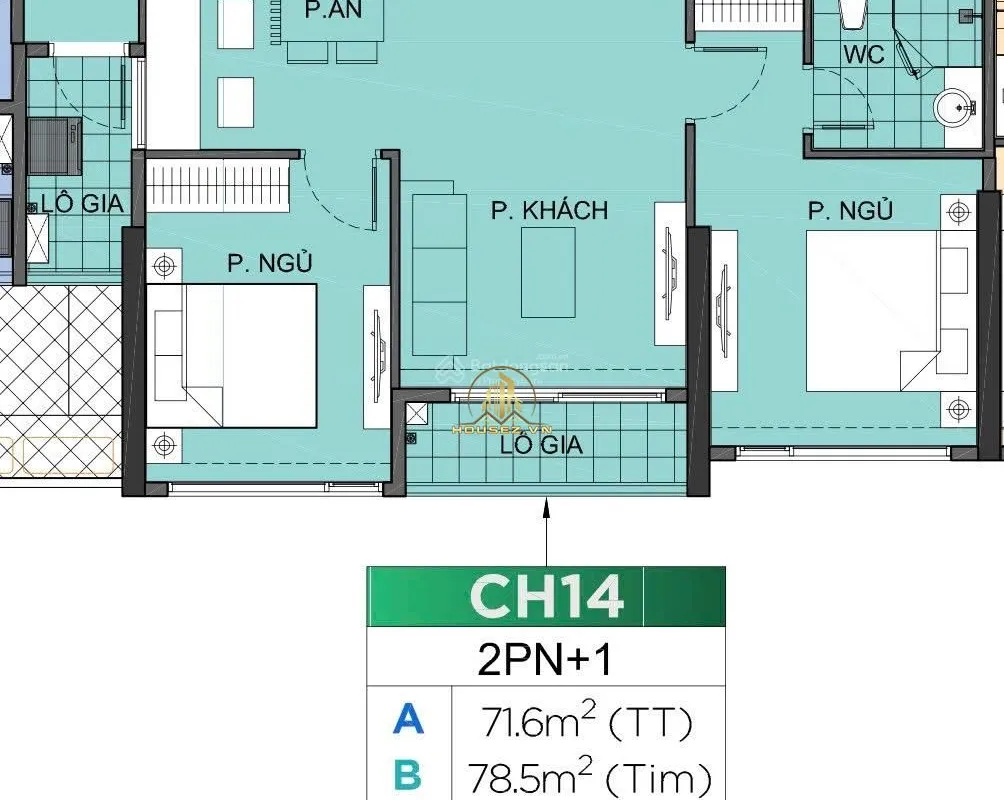 🔥 Bán Gấp 2PN+ Canopy TC2 Vinhomes Smart City – 72m², Chỉ 6 Tỷ